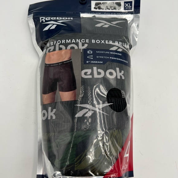 REEBOK Performance Boxer Briefs 4-Pack Men's Medium Large XLarge 6" Inseam - Picture 1 of 3